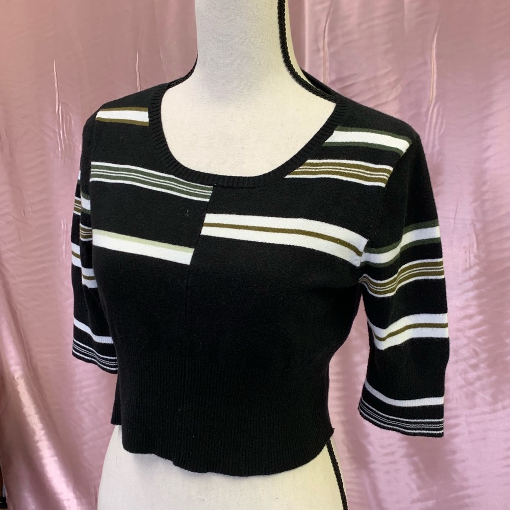 Black striped crop top